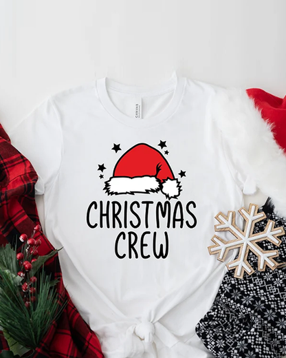 Casual Christmas hat letter print round neck T-shirt 2024 f/w christmas spring summer t-shirts