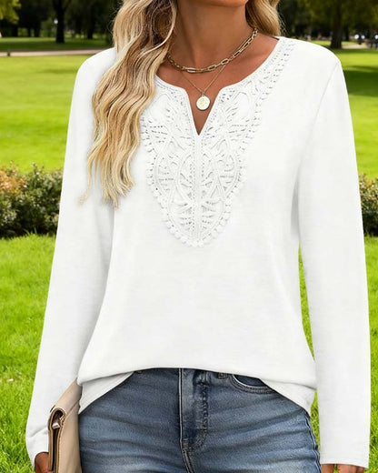 Elegant V-Neck Top With Long Sleeves For Women
