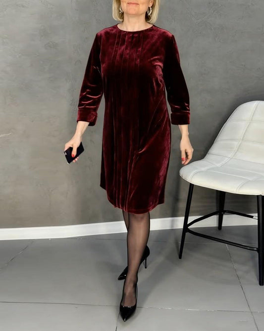 Round Neck Pleated Dress