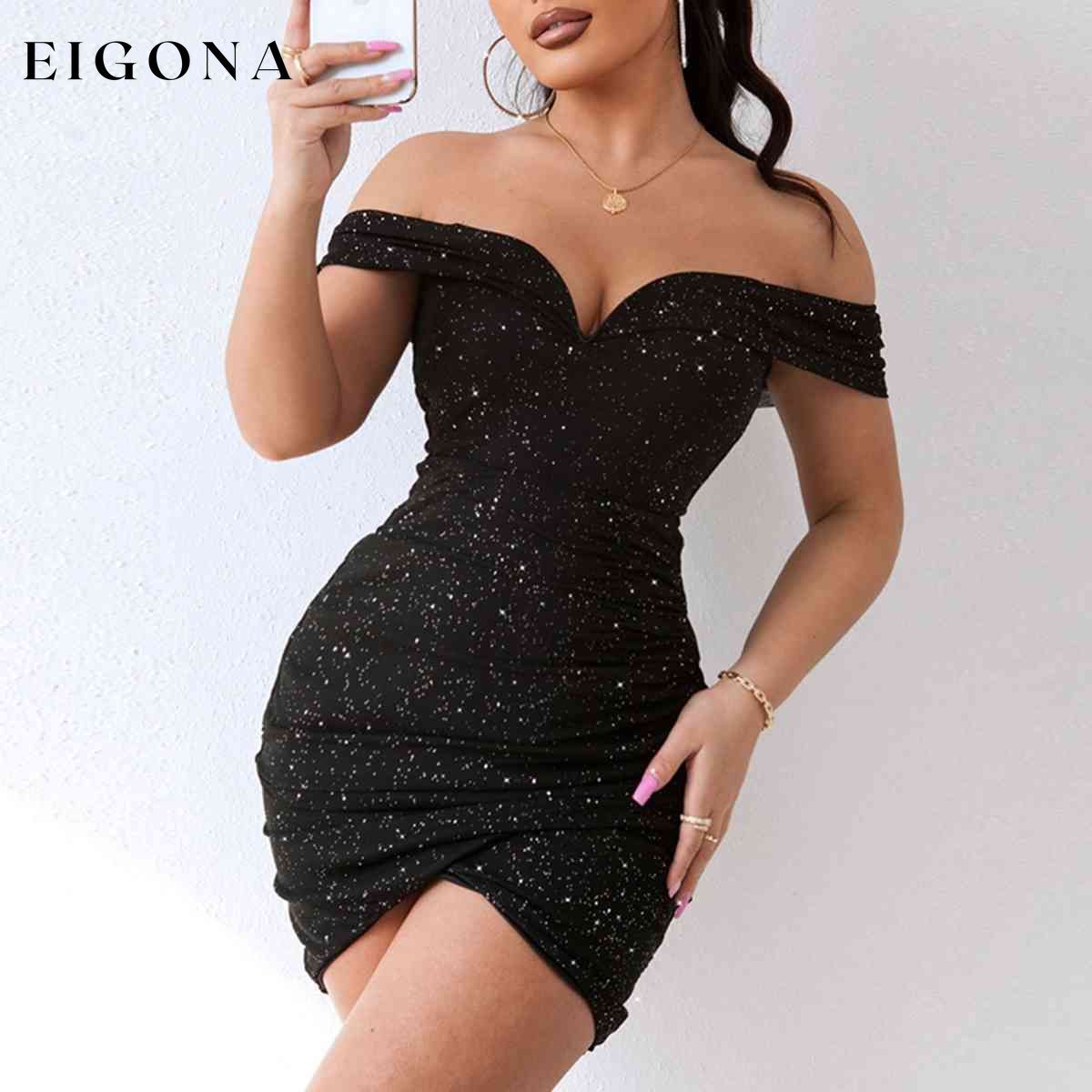 Sequin Off-Shoulder Mini Dress clothes D%W Ship From Overseas