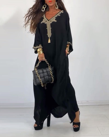 V-neck loose simple dress