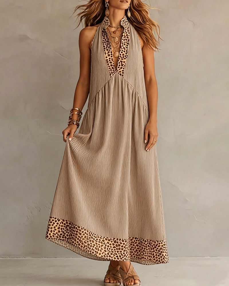 Sleeveless Leopard Print Maxi Dress
