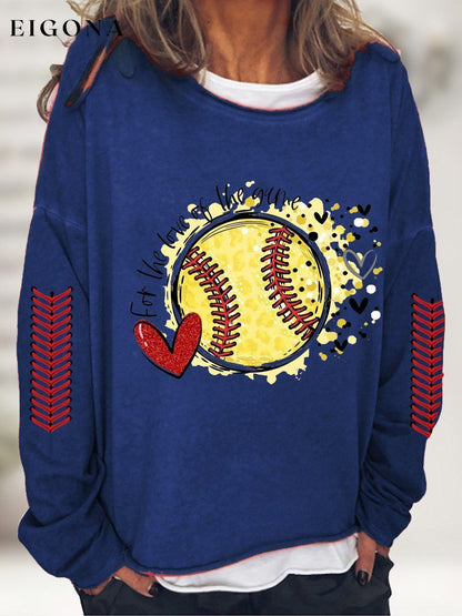 Women's For The Love of The Game Softball Heart Print Top ball print