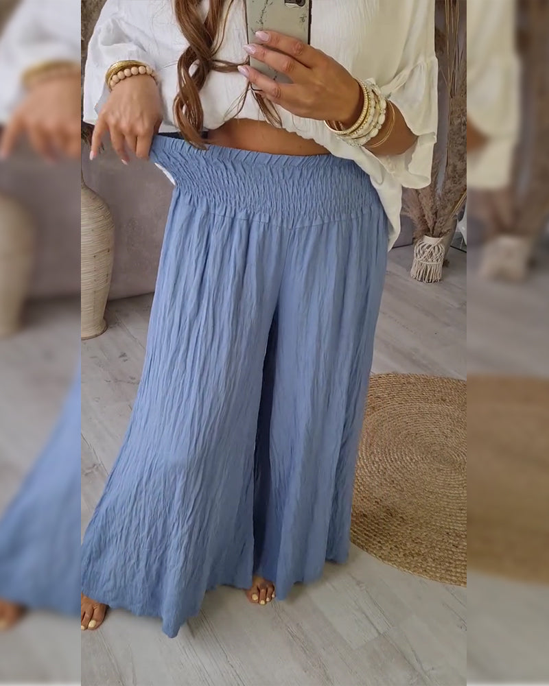 Pleated Relaxed Straight Leg Pants