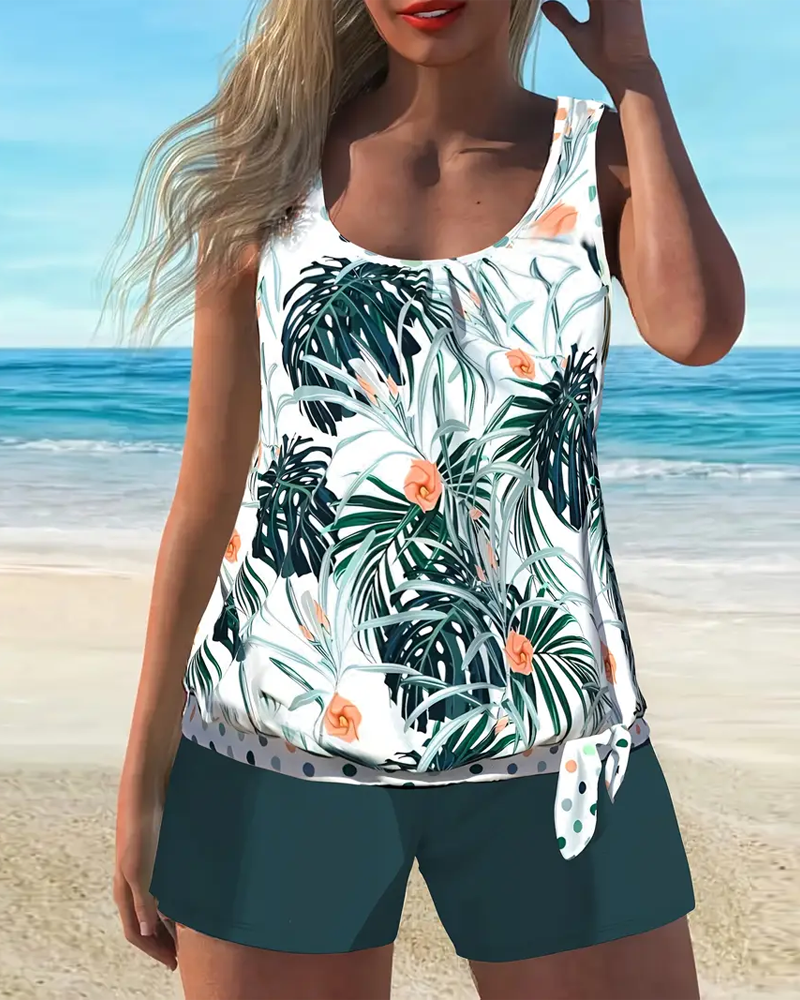 Leaf Print Resort Swimsuit