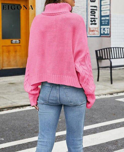 Turtleneck Cable-Knit Long Sleeve Sweater clothes Ship From Overseas X.X.W