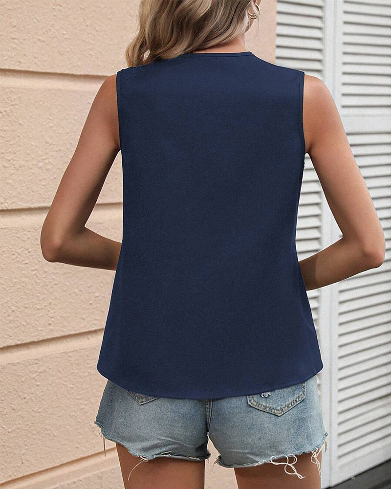 Ärmelloses Tanktop mit unregelmäßiger Kontrastfarbe