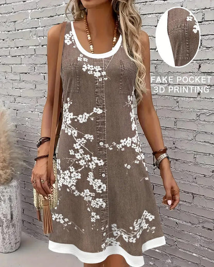 Abito casual senza maniche con stampa gilet