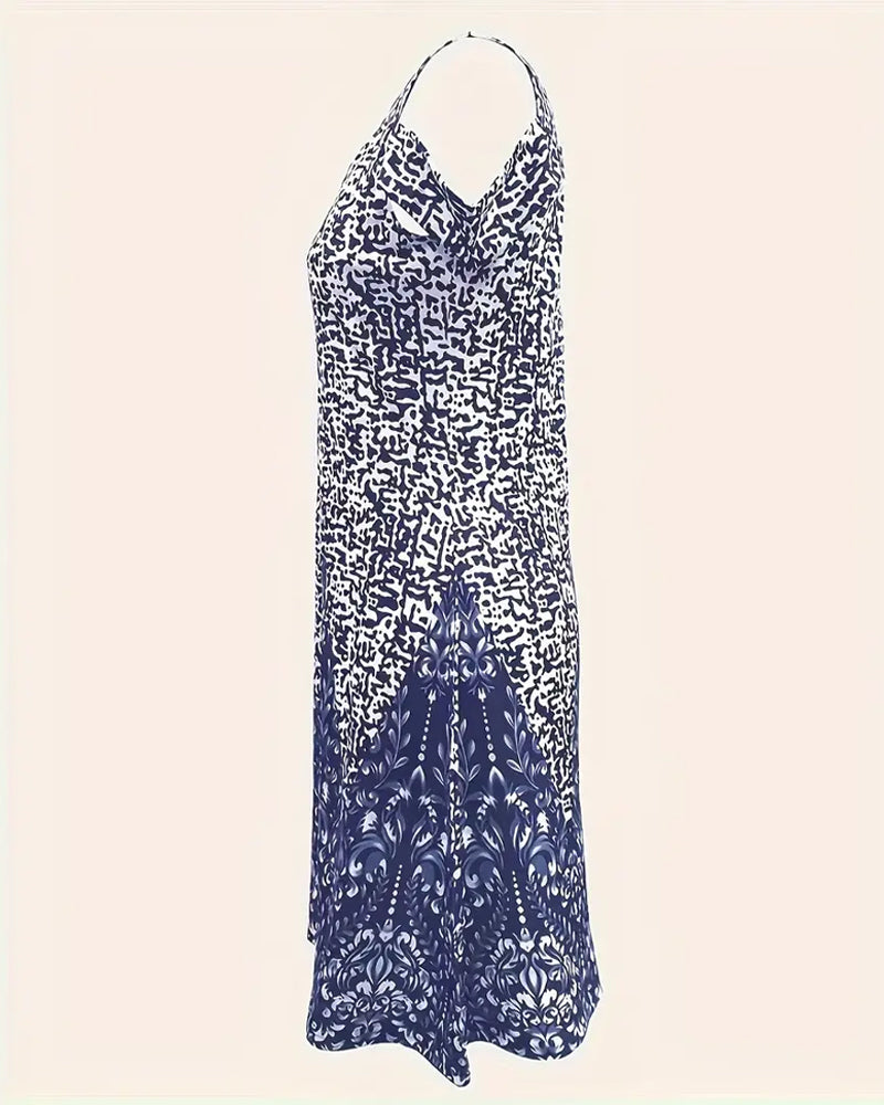 Abito a tubino stampato con spalle scoperte