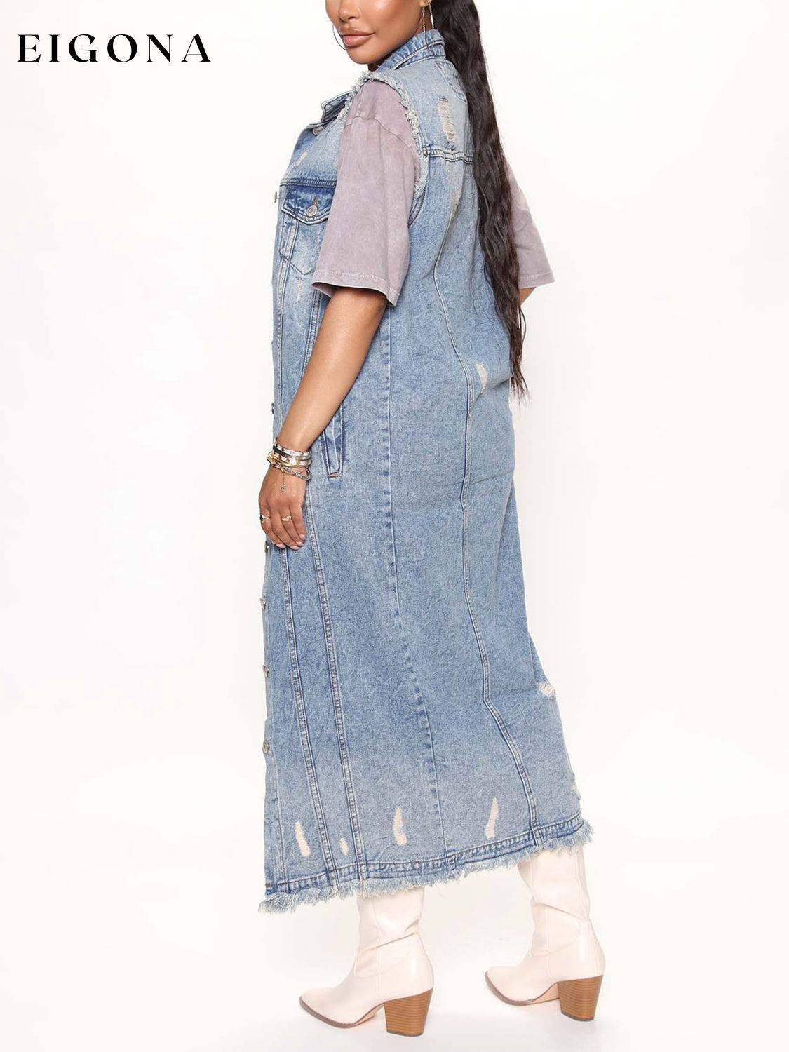 Long Sleeveless Denim Jacket clothes DE.C.H & K.M Ship From Overseas Shipping Delay 09/29/2023 - 10/03/2023 trend