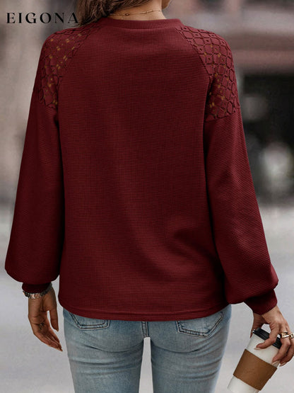 Lantern Sleeve Round Neck Blouse blouse clothes long sleeve shirts long sleeve top Romantichut Ship From Overseas Shipping Delay 09/29/2023 - 10/04/2023 shirts top