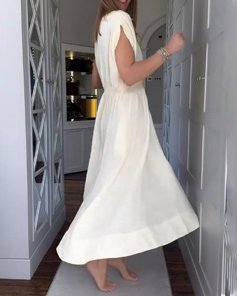 Elegante abito in tinta unita con vita stretta