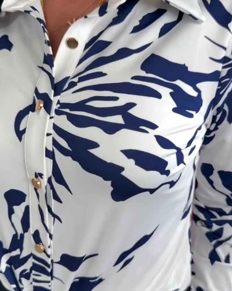 Langarmhemd mit Revers-Print