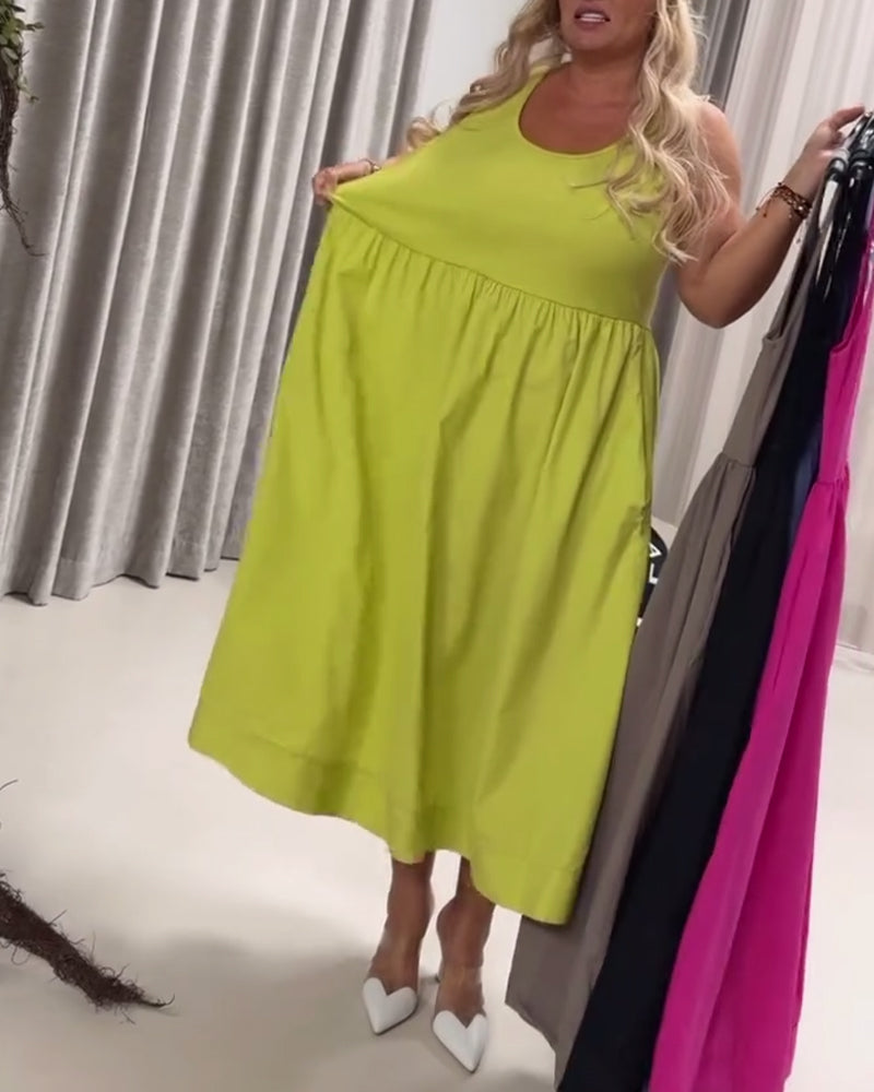 Abito a trapezio con pieghe a fionda