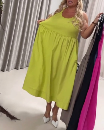 Abito a trapezio con pieghe a fionda