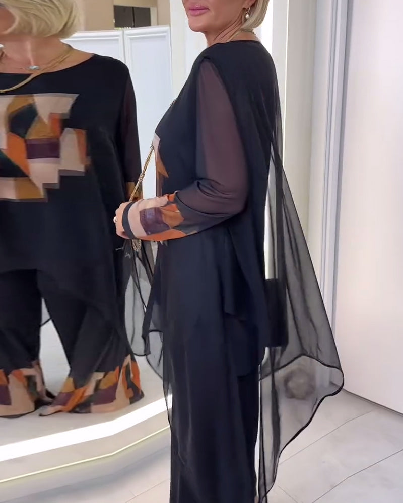 Abito a gamba larga stampato a maniche lunghe Temperamento