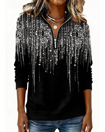Half-Zip Positioning Printed Sweatshirt