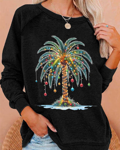 Women's Christmas Palm Tree Print Casual Sweatshirt 2024 f/w christmas sweatshirts