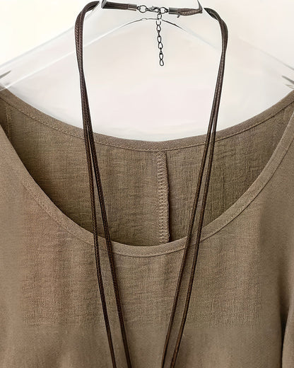 Batwing Sleeve Shoulder Buttons T-Shirt