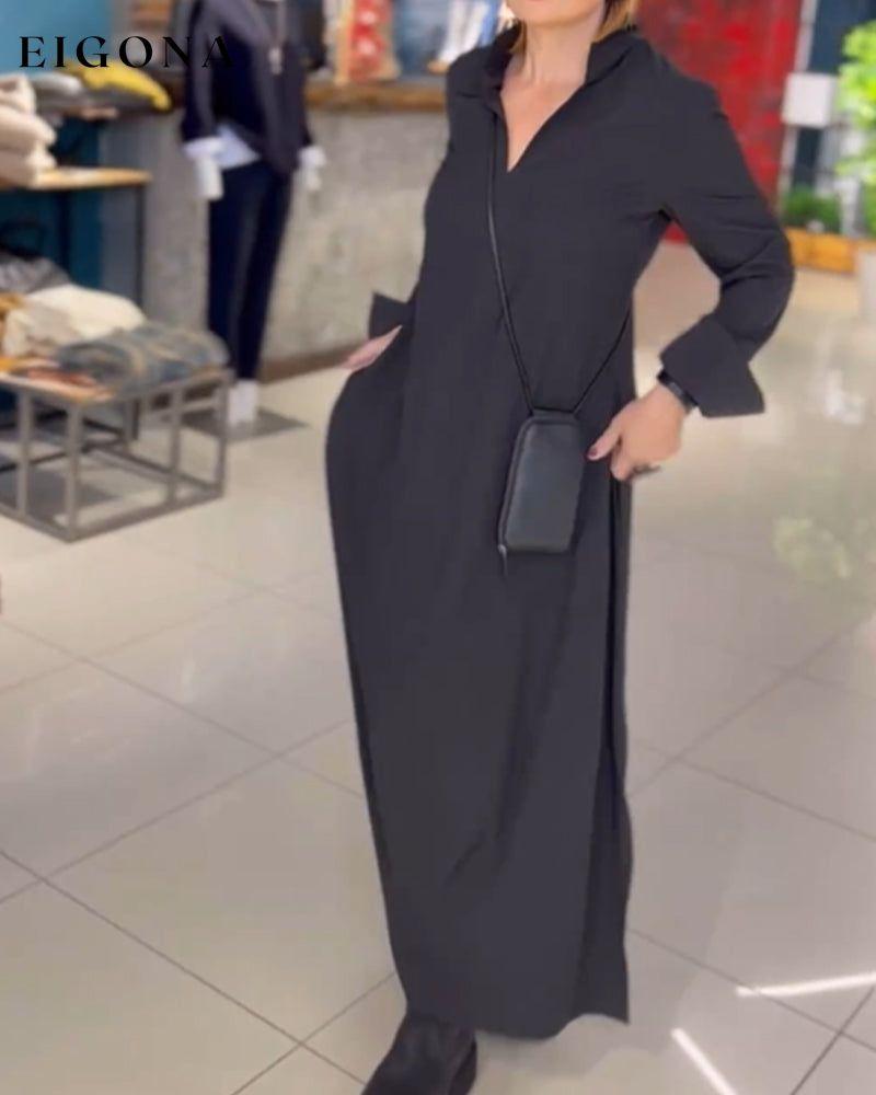 Side slit lapel loose long dress 2023 f/w casual dresses Clothes discount Dresses spring