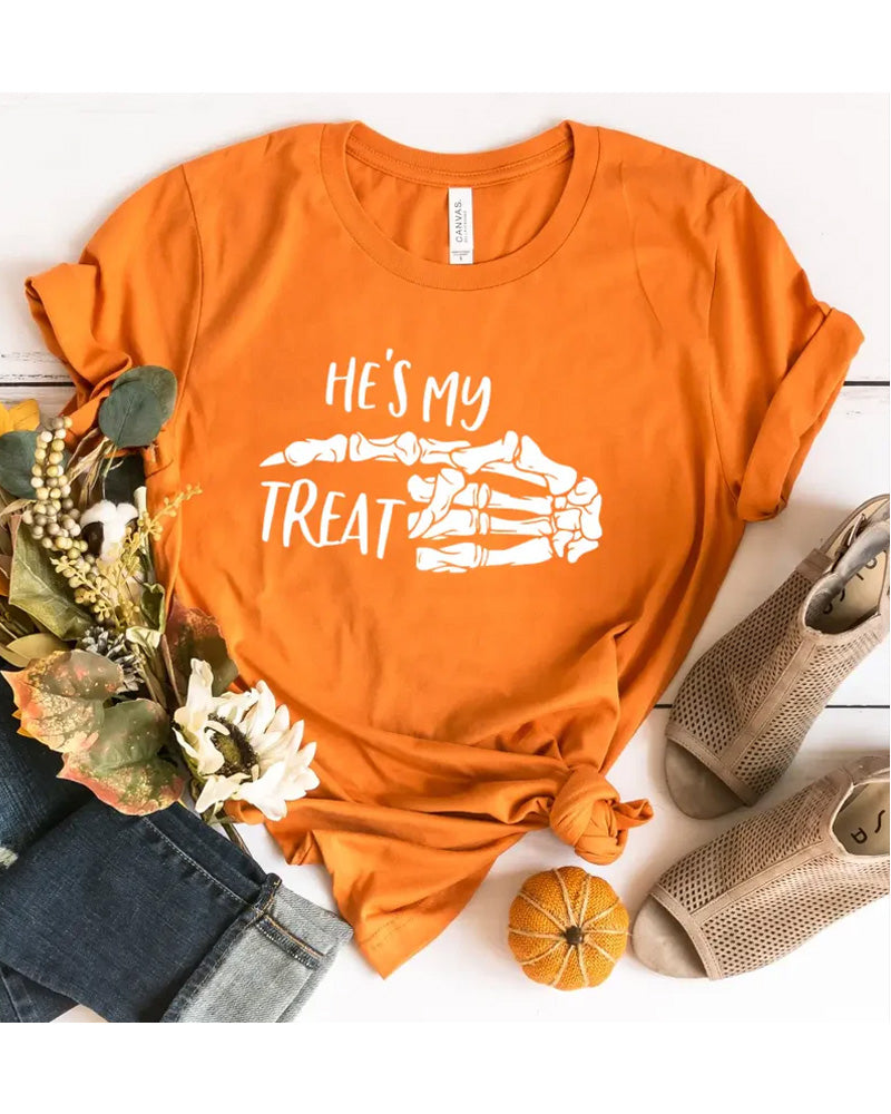 My Trick and My Treat Pointing Halloween T-shirt 2024 f/w halloween spring summer t-shirts