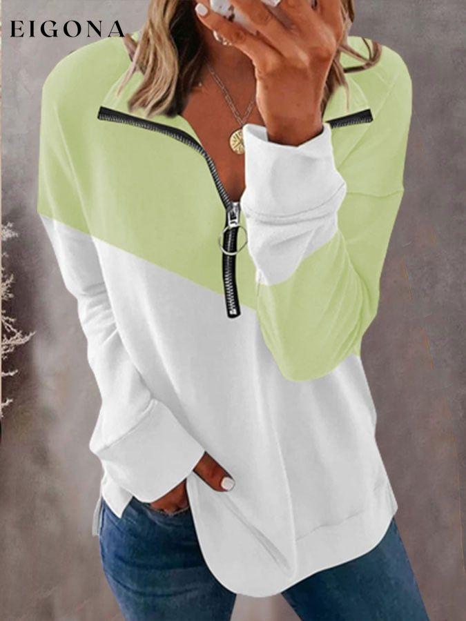 Women's Contrast Zipper Pullover top tops