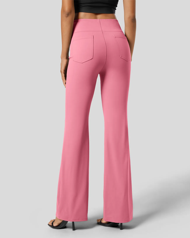 Tight Sports Solid Color Flared Pants