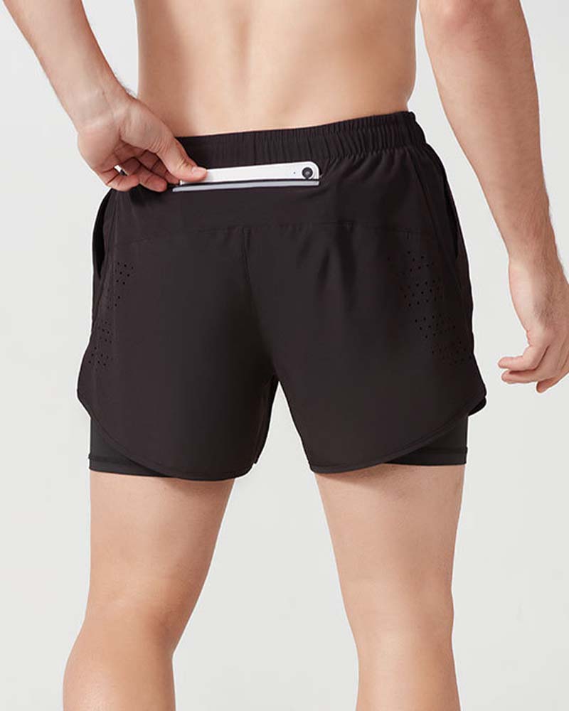 Men's quick-drying breathable double-layer sports shorts 2024 f/w shorts man spring summer