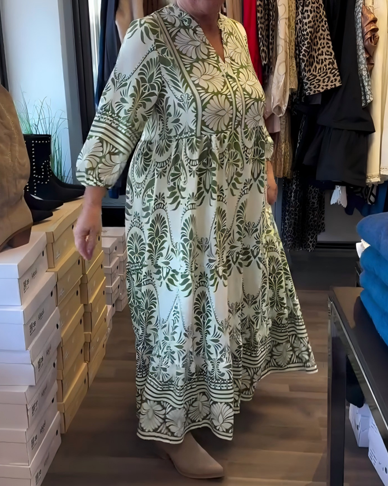 Floral-Print V-Neck Dress