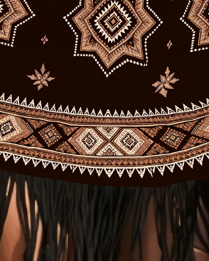 Fringed V-Neck Slip Dress