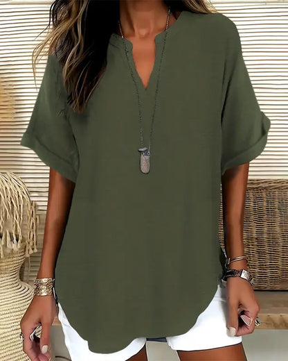 Loose Solid Color Women's Casual Blouse