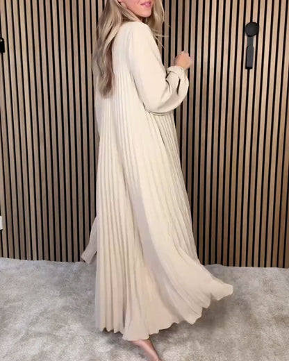 Elegant Puff Sleeve Pleated Dress