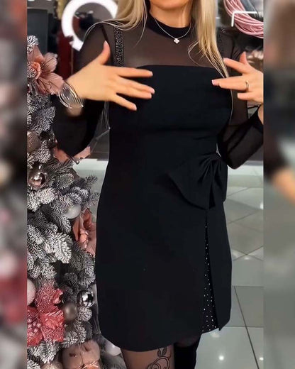 Fashionable Mesh Patchwork Slim Dress