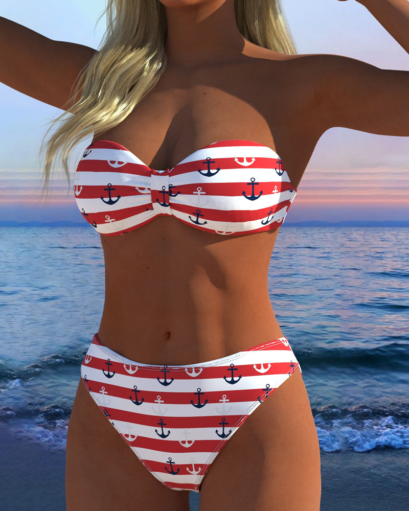 Sexy gestreifter Triangel-Badeanzug
