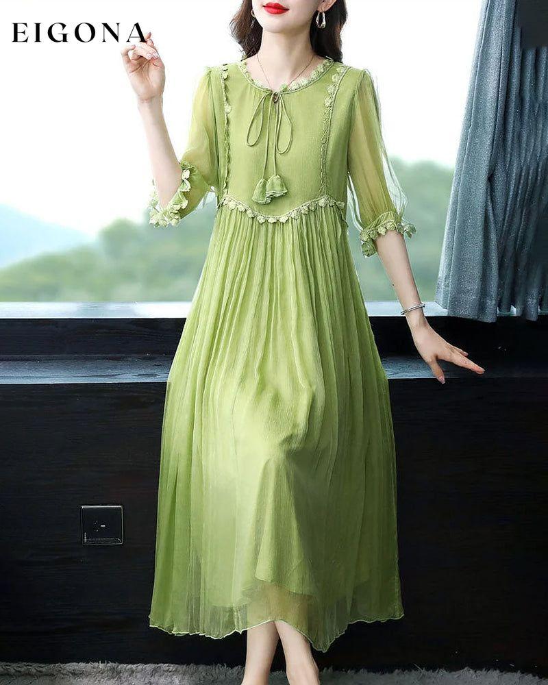 Elegant solid color dress with puff sleeves casual dresses spring summer