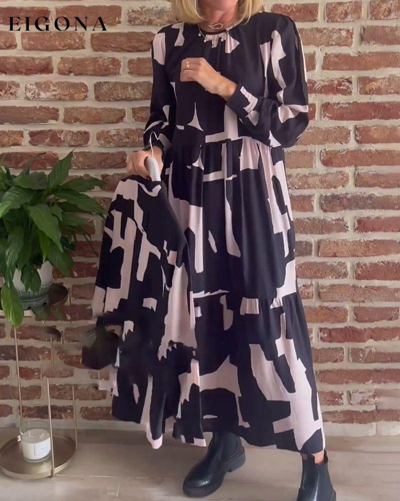 Printed Long Sleeve Maxi Dress 2023 f/w 23BF casual dresses Clothes Dresses spring