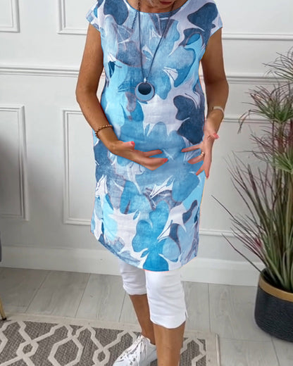 Colorful floral print casual long top