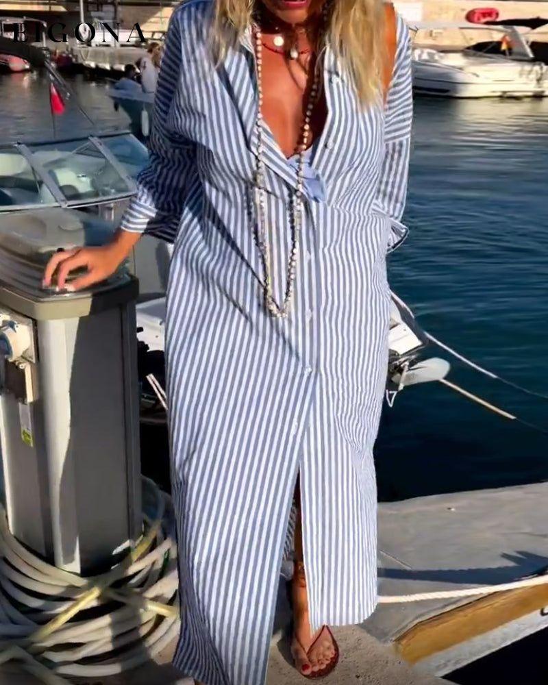 Striped shirt dress with belt 23BF Casual Dresses Clothes Dresses Spring Summer