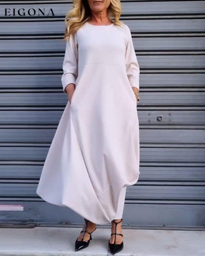 Simple solid color pocket dress 2023 f/w 23BF casual dresses Clothes Dresses spring