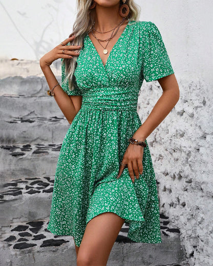 Short Sleeve A Hem Temperament Dress