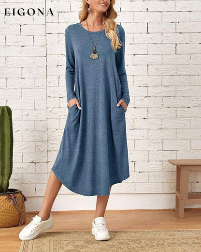 Long Sleeve Loose Cotton Dress Blue 2022 f/w 2023 F/W 23BF Casual Dresses Clothes Dresses Spring Summer