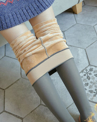 Flawless legs fake translucent warm plush lined elastic tights ACCESSORIES Leggings