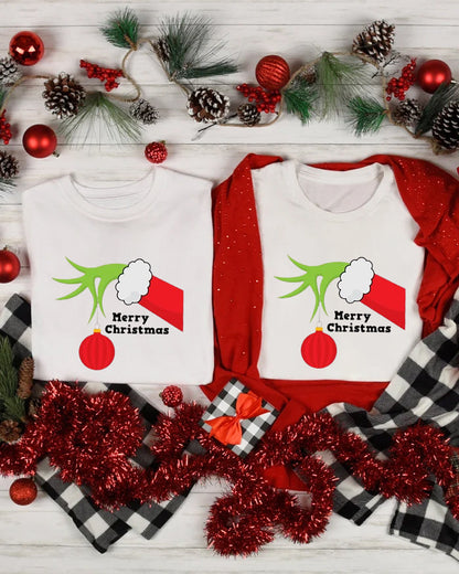 Merry Christmas Classic Matching Family T-Shirt Beepumpkin 2024 f/w Christmas matching family outfits two-piece sets