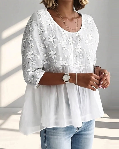 Half Sleeve Round Neck Lace Top