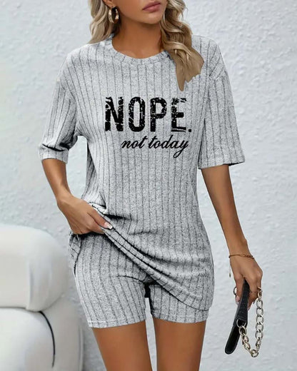 Letter stripe print casual two-piece suit 202466 summer two-piece sets