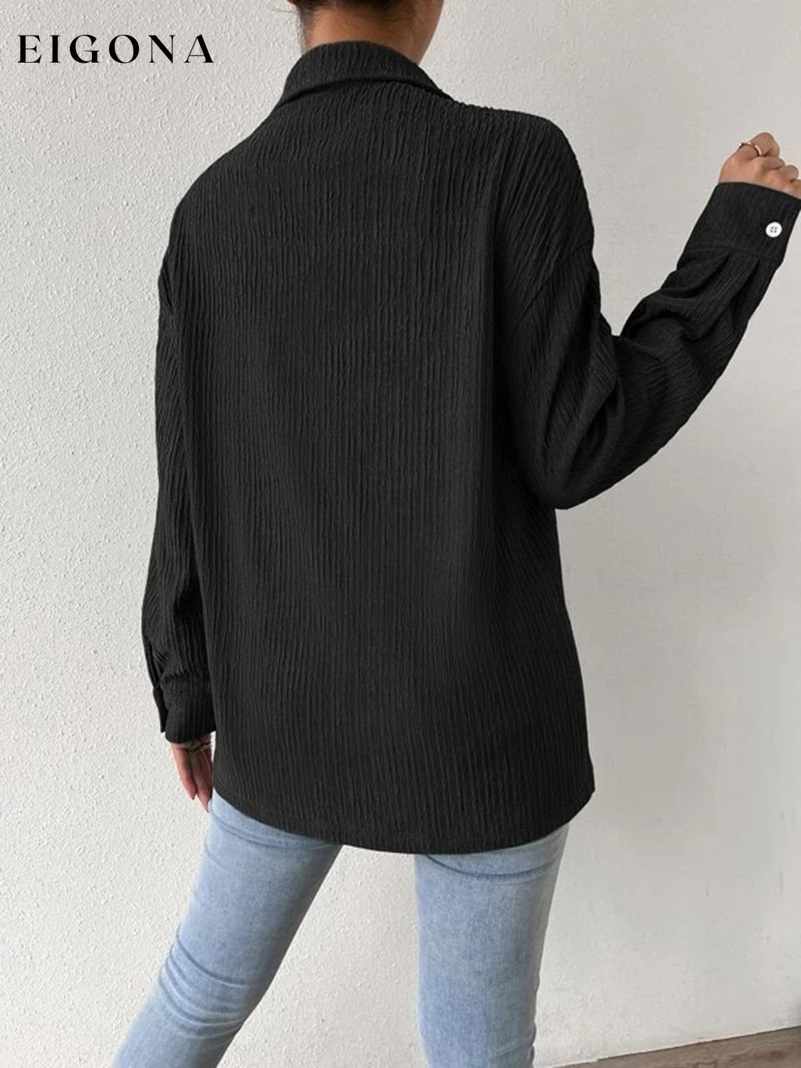 Textured Drop Shoulder Shirt Jacket clothes jacket Ship From Overseas Shipping Delay 09/29/2023 - 10/03/2023 top trend Y@L@Y