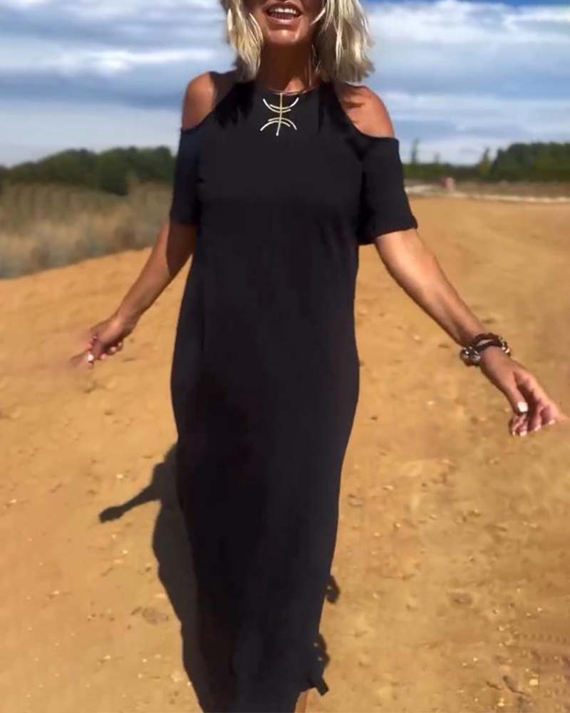 Modisches, lässiges, schulterfreies, schmales Kleid