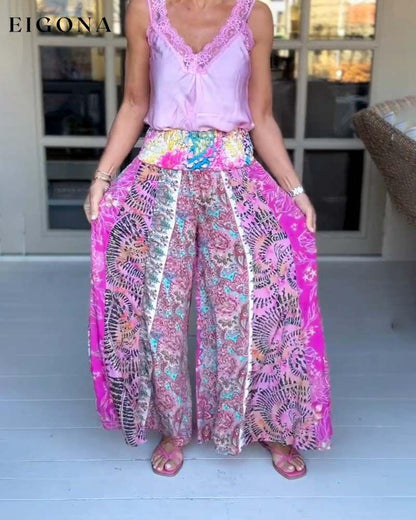 Vacation Style Printed Wide Leg Pants pants spring summer