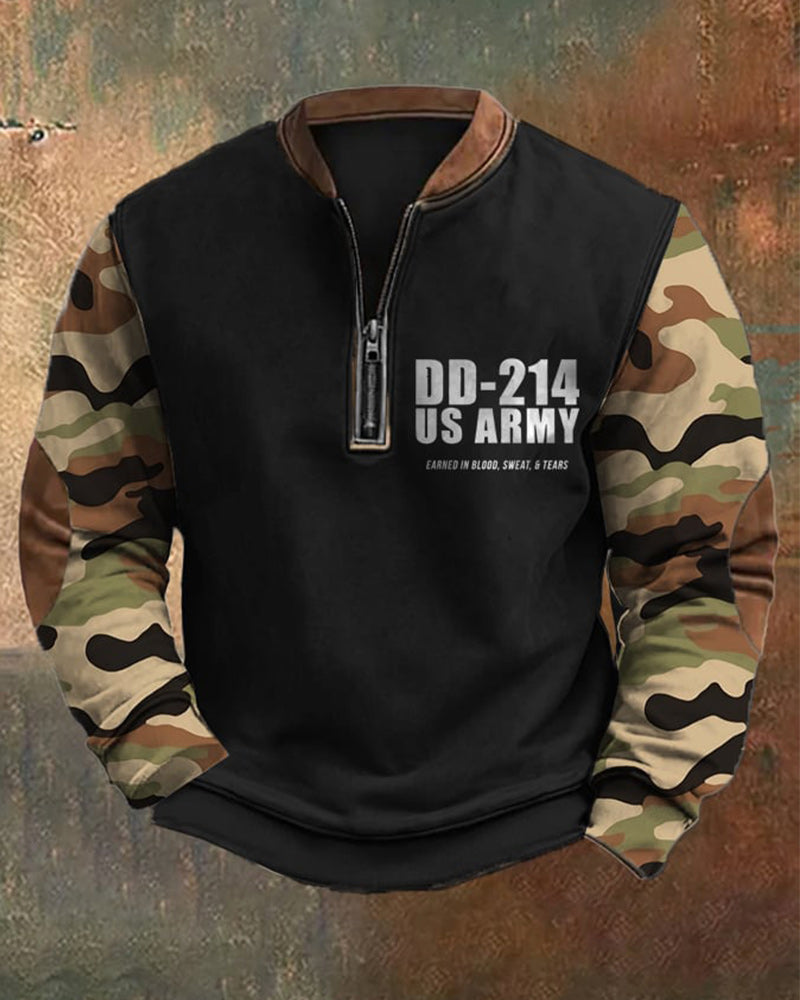 Men's Retro DD-214 Veteran Zip Collar Sweatshirt 2024 F/W sweatshirts man Veterans Day