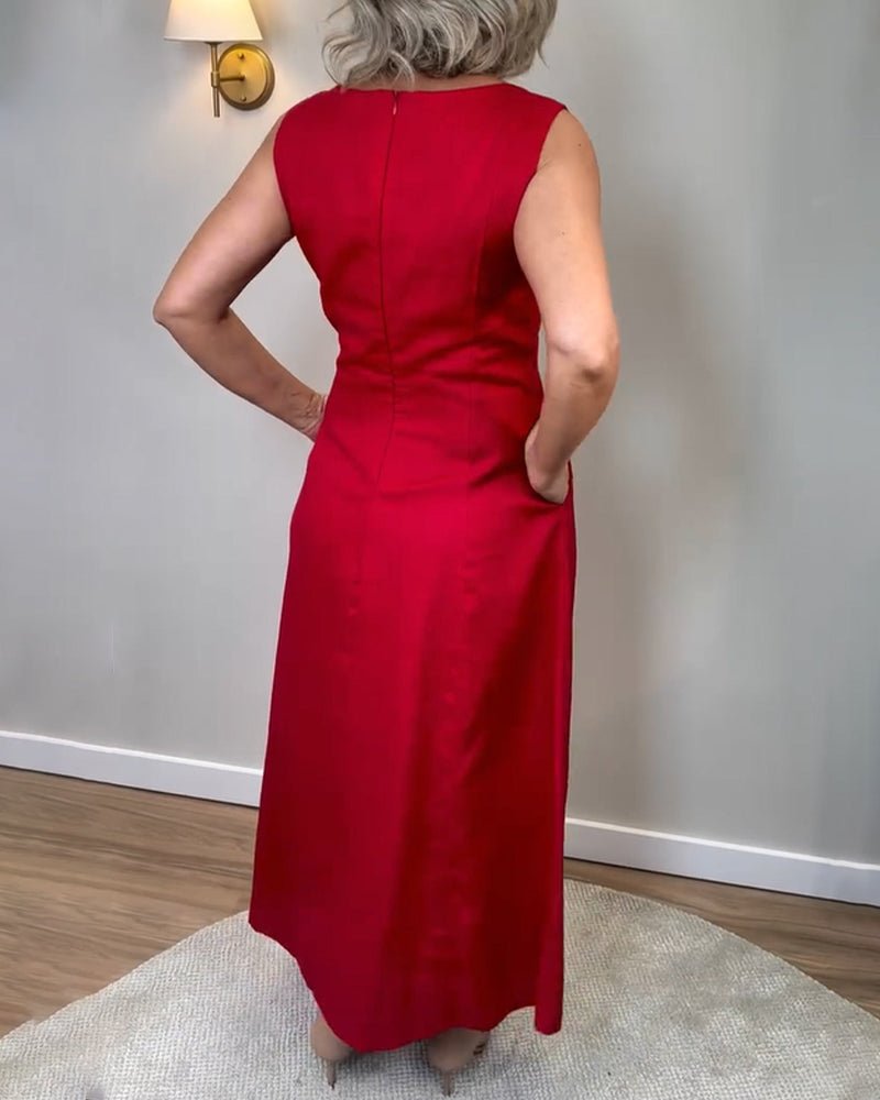 Einfarbiges ärmelloses Weste-Freizeitkleid